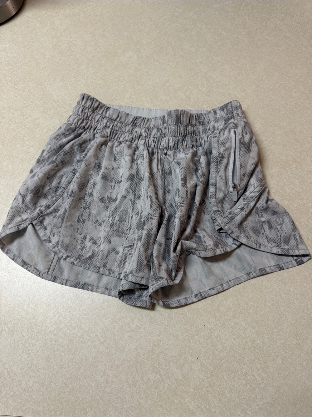 lululemon athletica Grey Snakeskin-Print Athletic Shorts